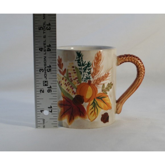 Asia Master Group Stonelite Clay Mug Lot Of 2 Fall Harvest Wheat Shaped Handle - Picture 10 of 11
